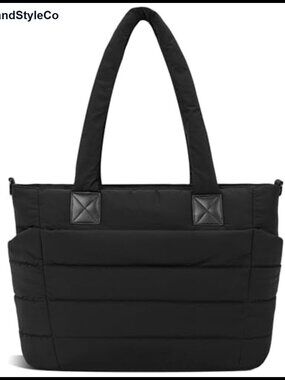 Quilted Puffer Tote Bag Lightweight Nylon Zipper Travel Work Nurse Bag